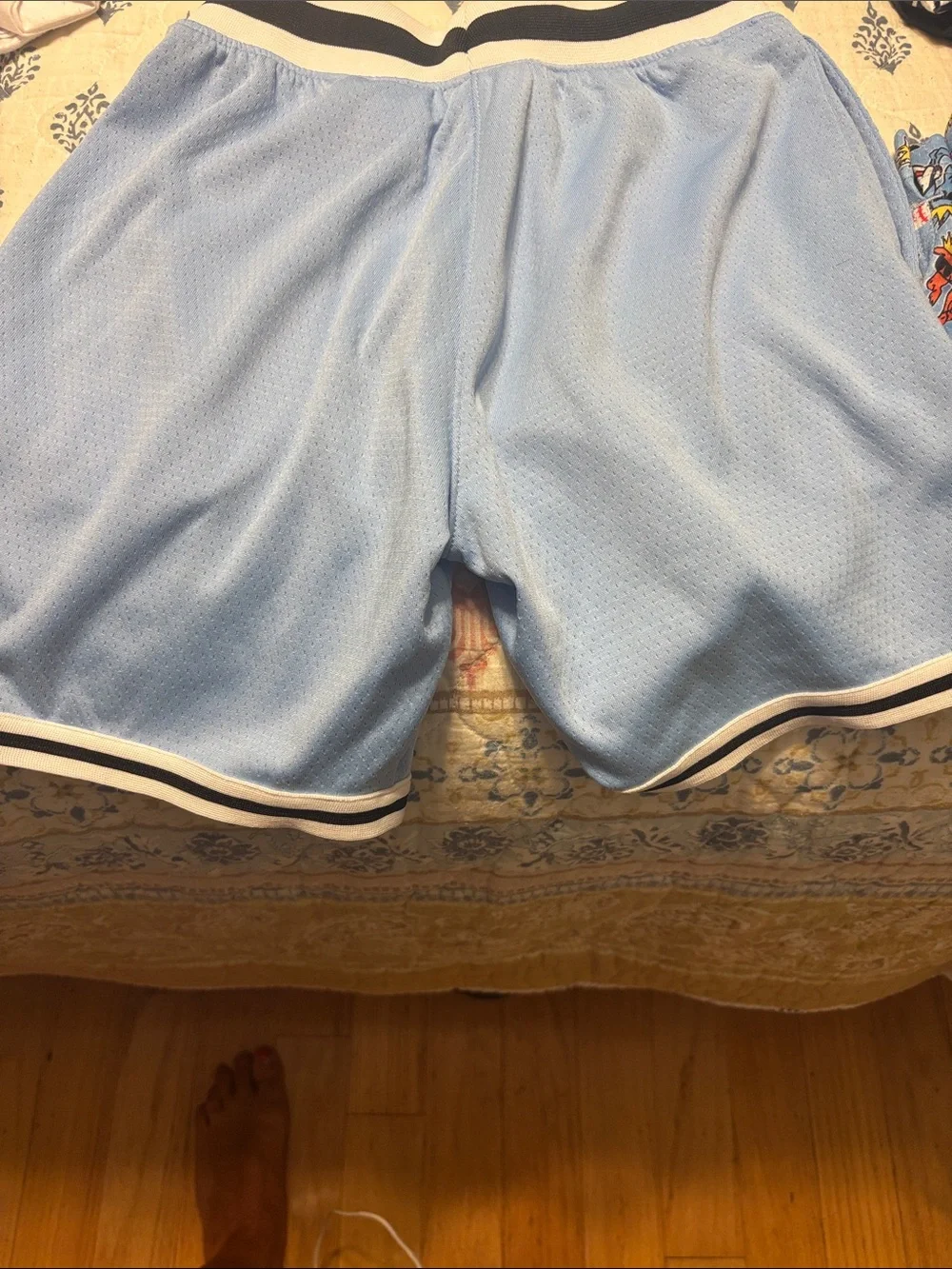 GOAT USA Kids Light Blue Athletic Shorts with Striped Waistband